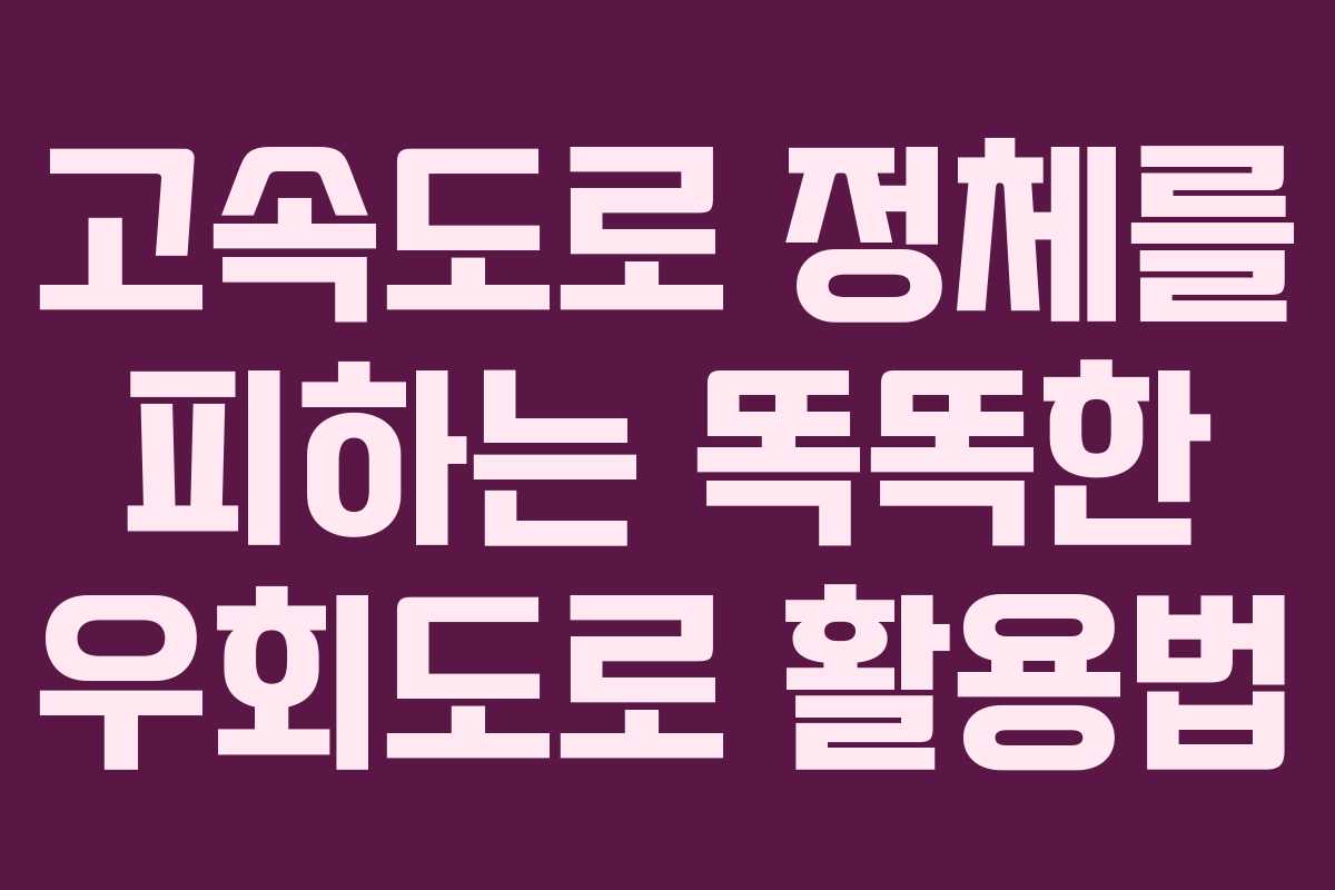고속도로 정체를 피하는 똑똑한 우회도로 활용법
