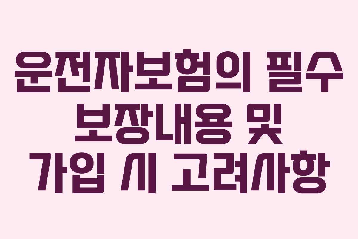운전자보험의 필수 보장내용 및 가입 시 고려사항 운전자보험의 필수 보장내용 및 가입 시 고려사항