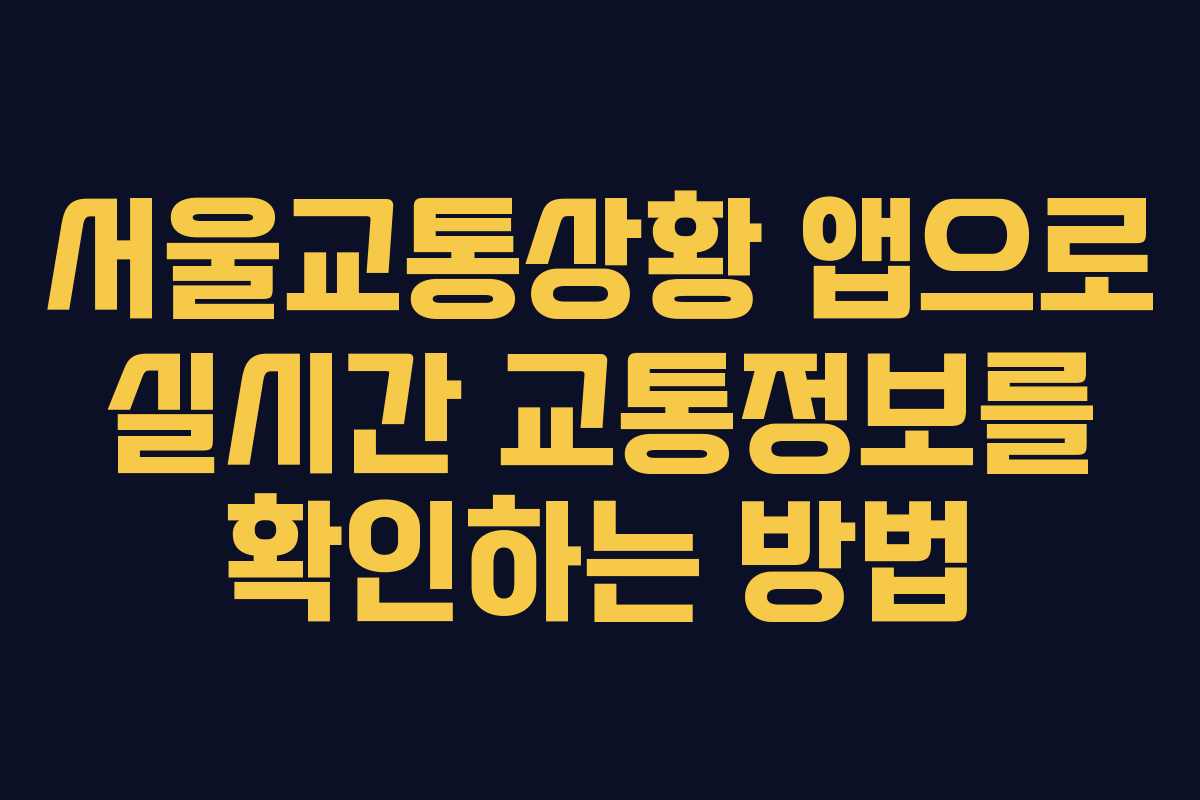 서울교통상황 앱으로 실시간 교통정보를 확인하는 방법