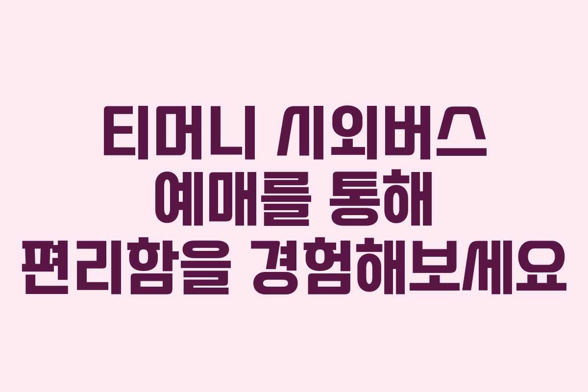 티머니 시외버스 예매를 통해 편리함을 경험해보세요