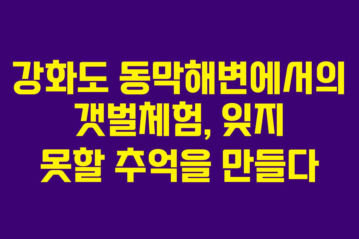 강화도 동막해변에서의 갯벌체험, 잊지 못할 추억을 만들다 강화도 동막해변에서의 갯벌체험, 잊지 못할 추억을 만들다