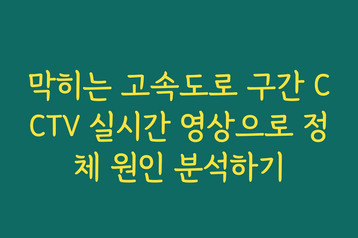 막히는 고속도로 구간 CCTV 실시간 영상으로 정체 원인 분석하기