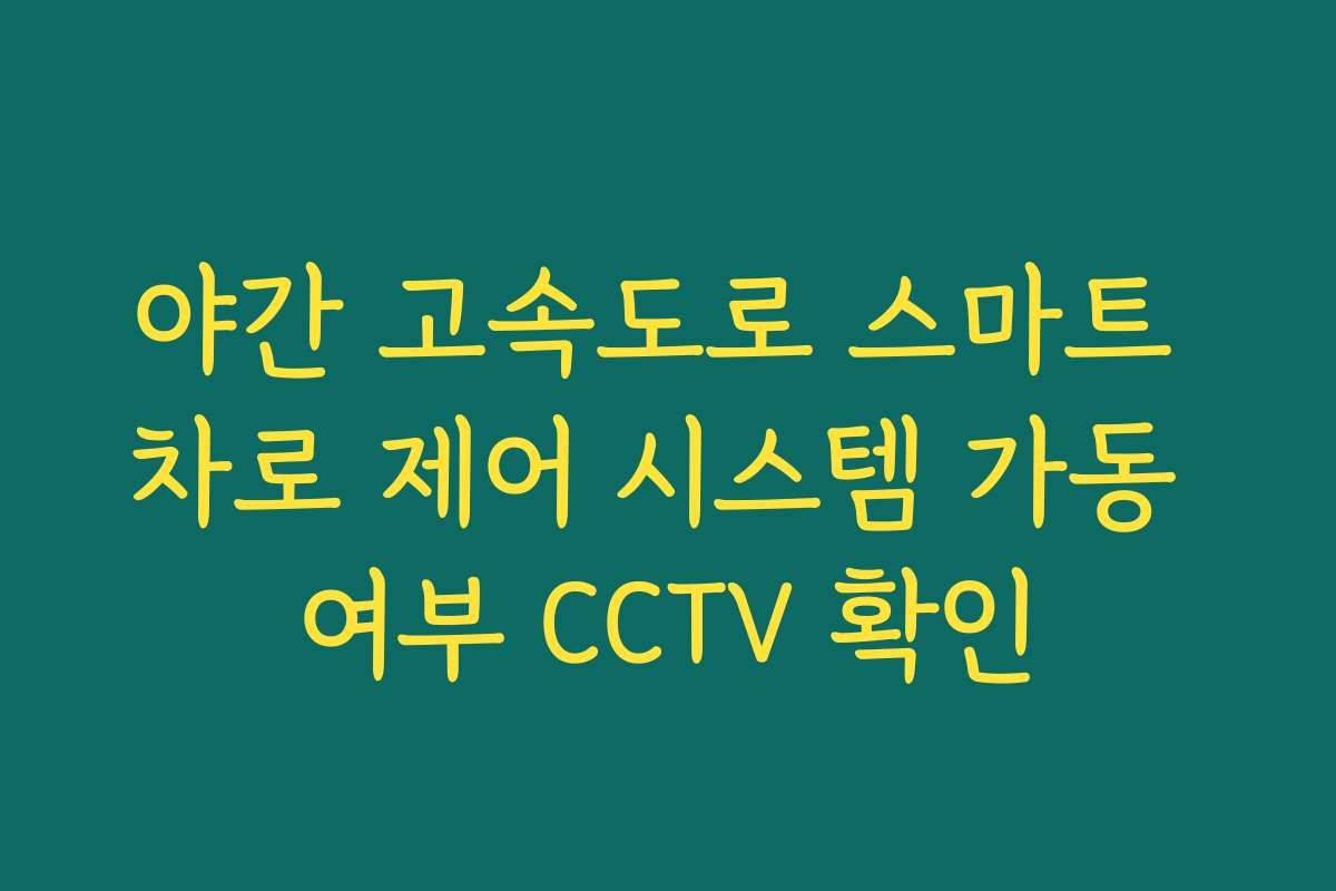 야간 고속도로 스마트 차로 제어 시스템 가동 여부 CCTV 확인