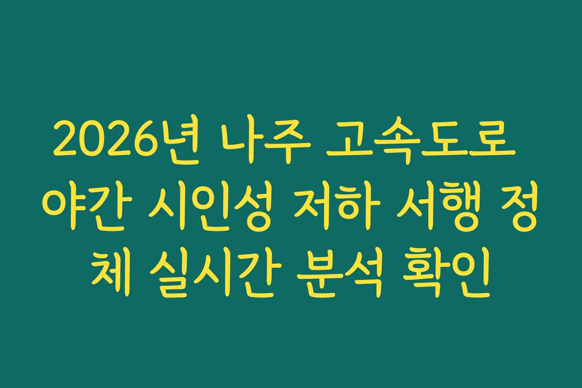 2026년 나주 고속도로 야간 시인성 저하 서행 정체 실시간 분석 확인