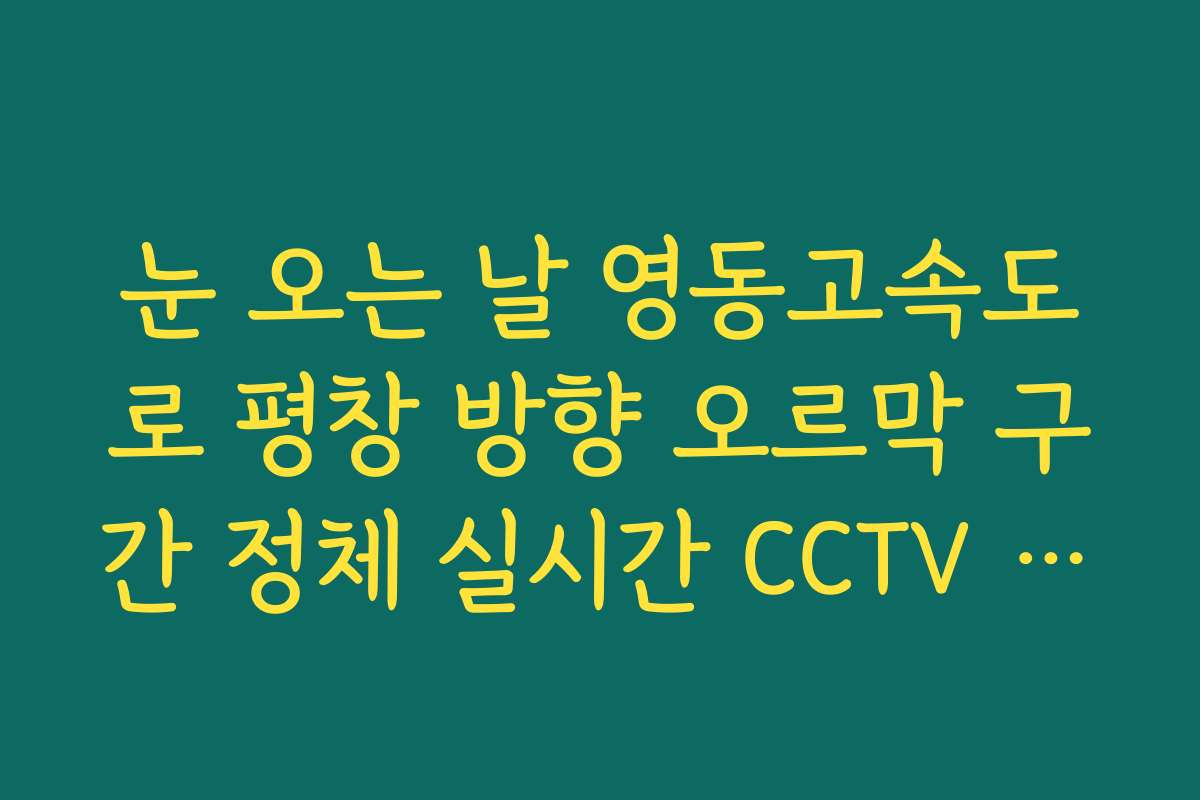 눈 오는 날 영동고속도로 평창 방향 오르막 구간 정체 실시간 CCTV 확인 눈 오는 날 영동고속도로 평창 방향 오르막 구간 정체 실시간 CCTV 확인