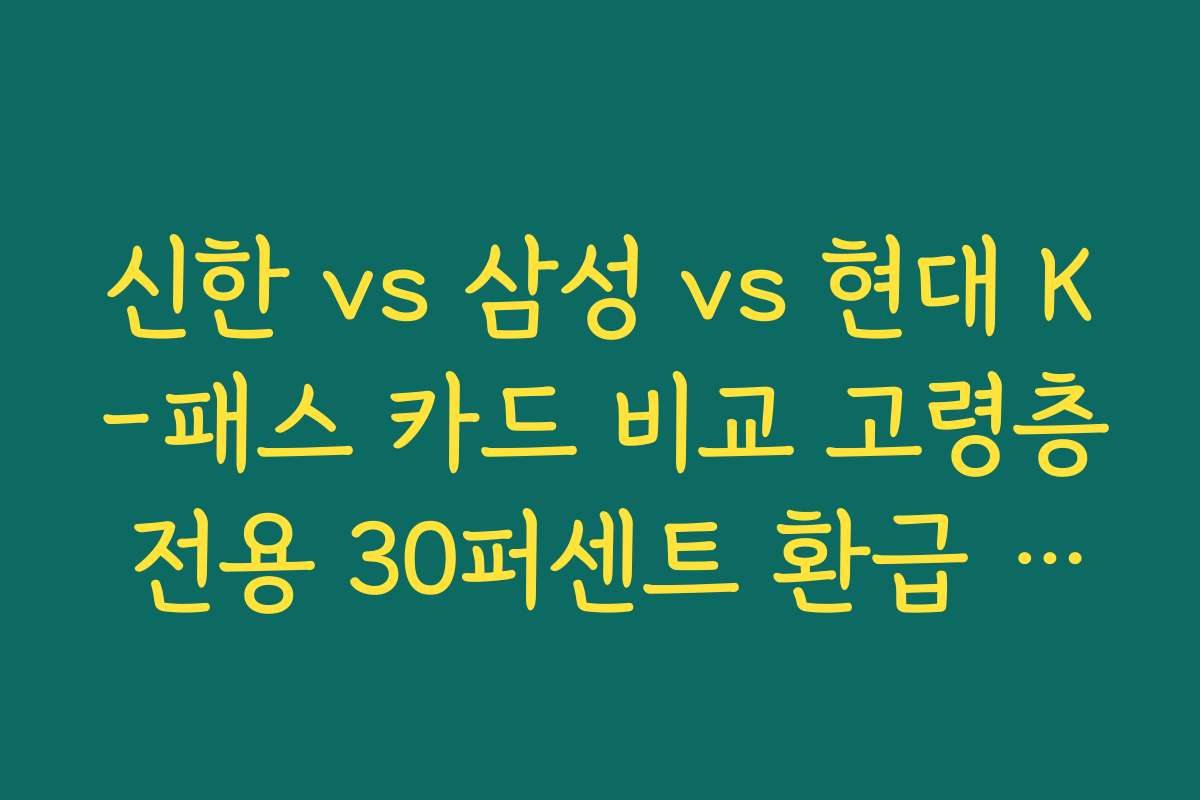 신한 vs 삼성 vs 현대 K-패스 카드 비교 고령층 전용 30퍼센트 환급 최적 카드 분석