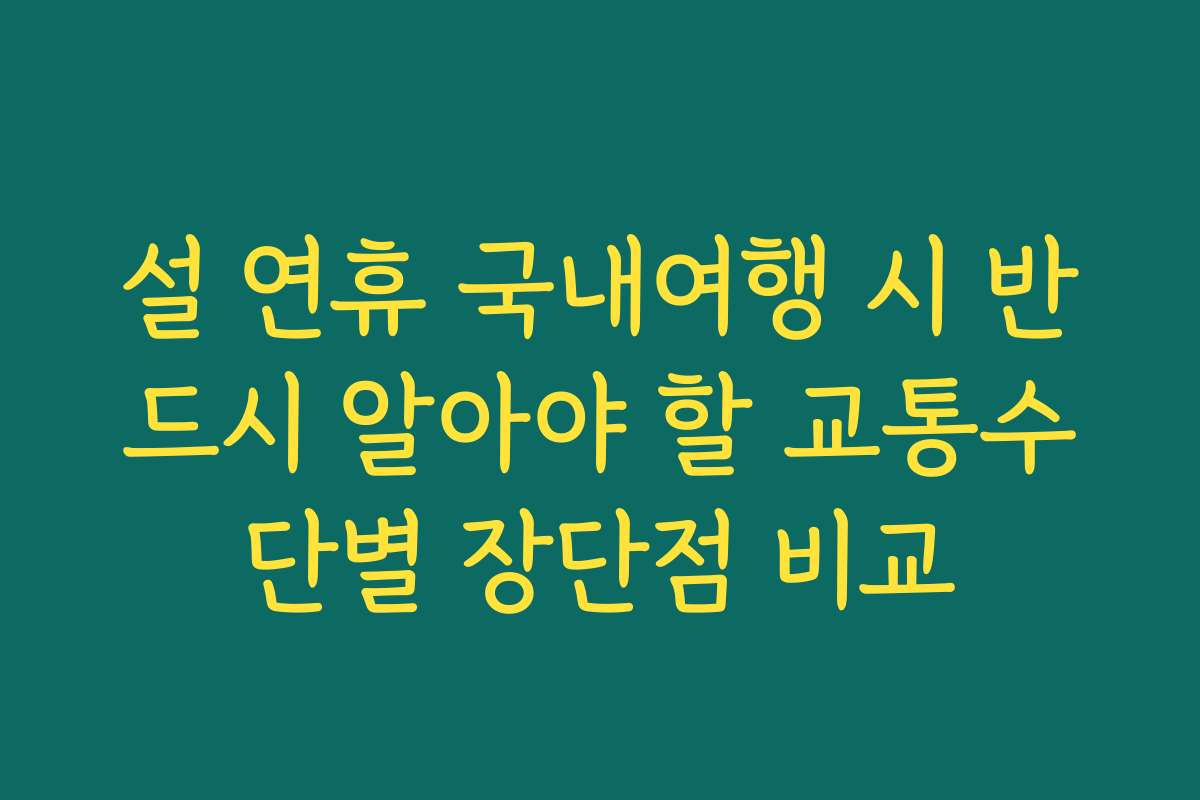 설 연휴 국내여행 시 반드시 알아야 할 교통수단별 장단점 비교