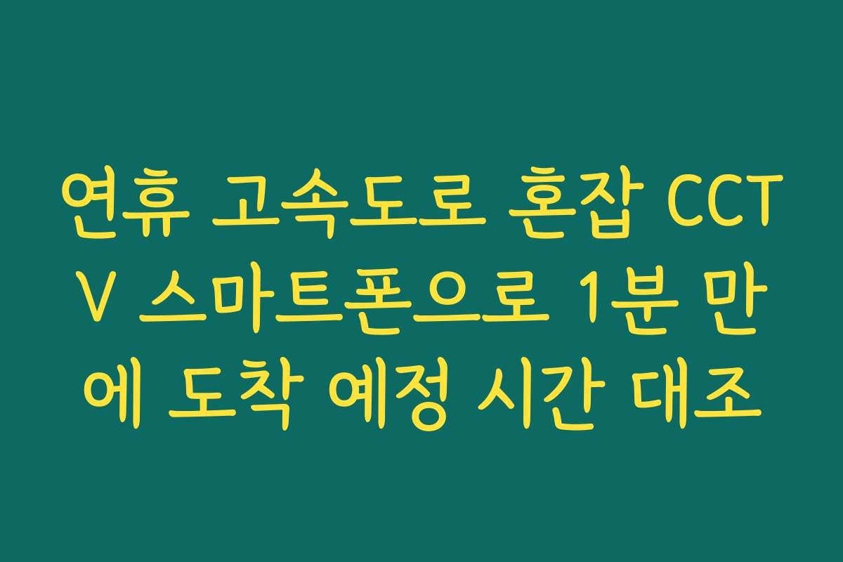 연휴 고속도로 혼잡 CCTV 스마트폰으로 1분 만에 도착 예정 시간 대조