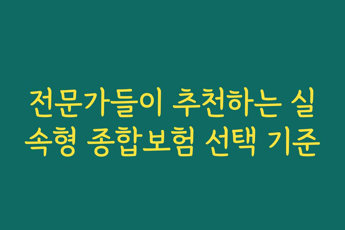 전문가들이 추천하는 실속형 종합보험 선택 기준