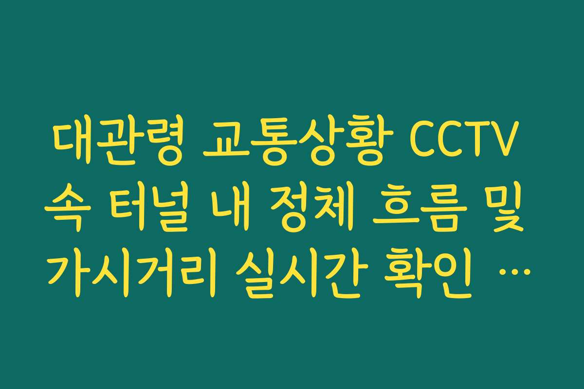 대관령 교통상황 CCTV 속 터널 내 정체 흐름 및 가시거리 실시간 확인 방법