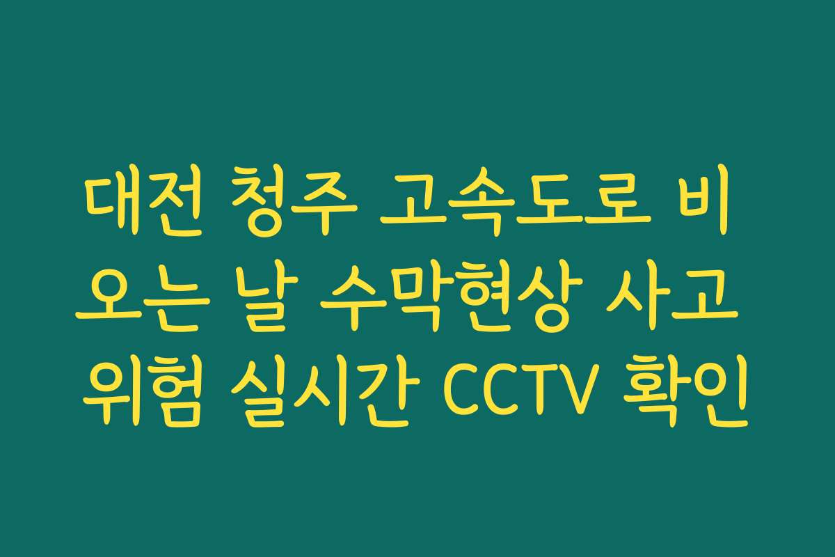 대전 청주 고속도로 비 오는 날 수막현상 사고 위험 실시간 CCTV 확인