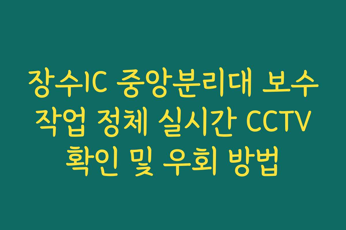 장수IC 중앙분리대 보수 작업 정체 실시간 CCTV 확인 및 우회 방법 장수IC 중앙분리대 보수 작업 정체 실시간 CCTV 확인 및 우회 방법