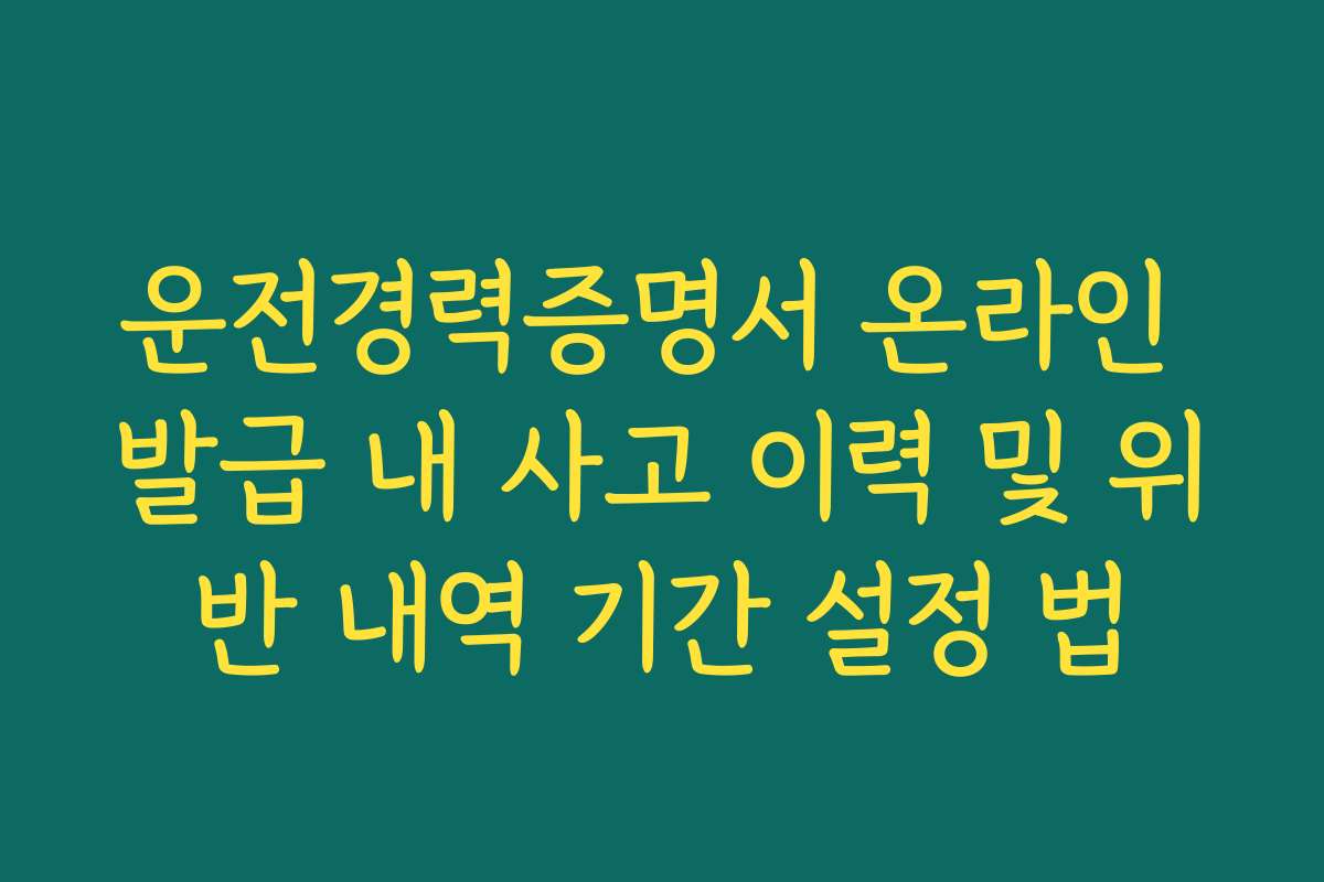 운전경력증명서 온라인 발급 내 사고 이력 및 위반 내역 기간 설정 법
