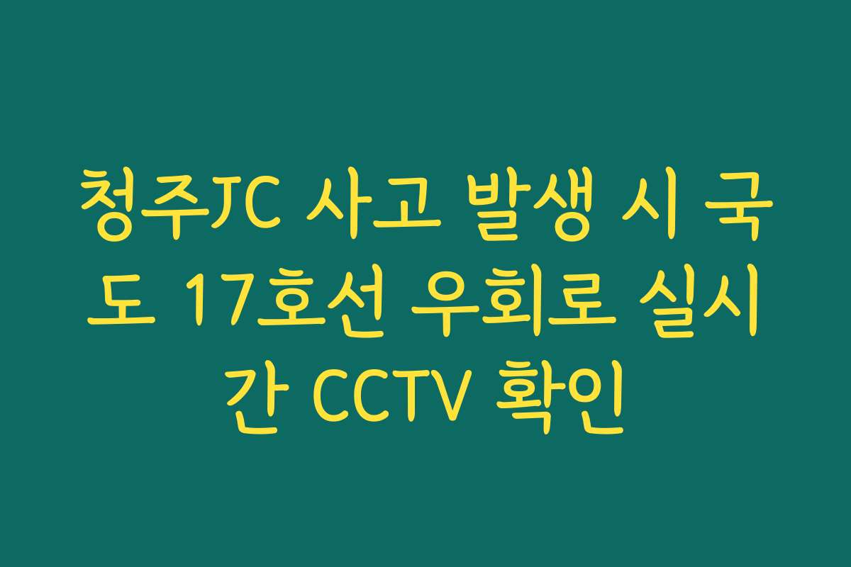 청주JC 사고 발생 시 국도 17호선 우회로 실시간 CCTV 확인 청주JC 사고 발생 시 국도 17호선 우회로 실시간 CCTV 확인