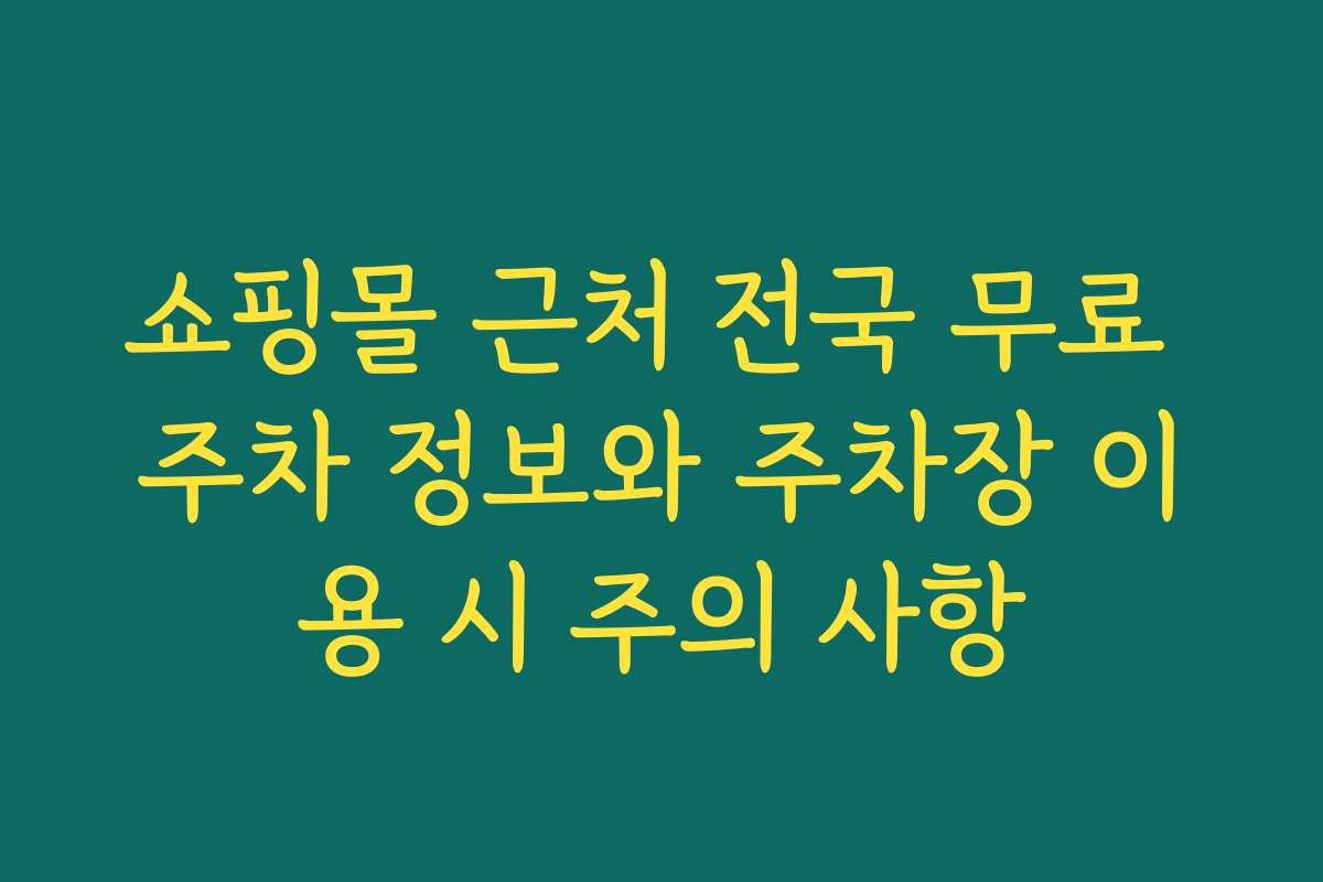 쇼핑몰 근처 전국 무료 주차 정보와 주차장 이용 시 주의 사항