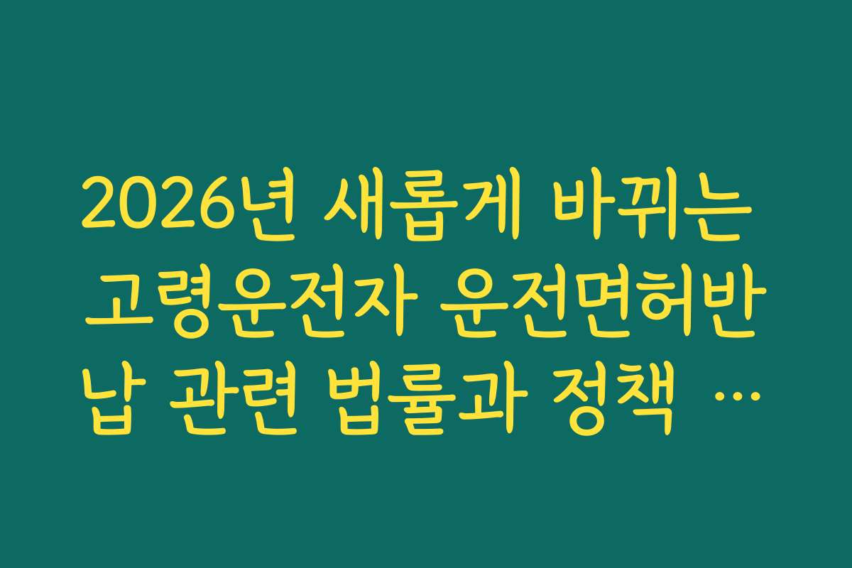 2026년 새롭게 바뀌는 고령운전자 운전면허반납 관련 법률과 정책 동향