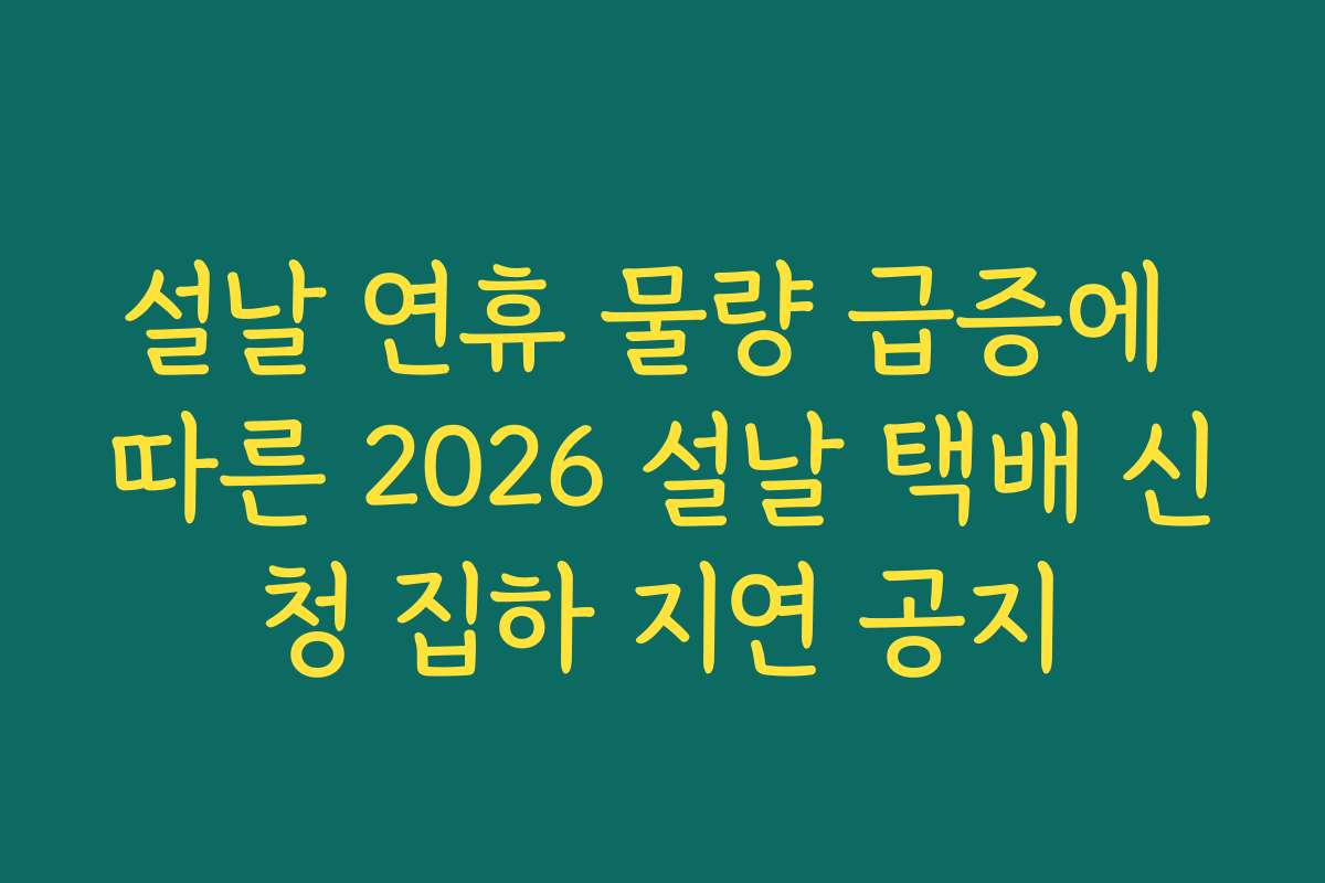 설날 연휴 물량 급증에 따른 2026 설날 택배 신청 집하 지연 공지