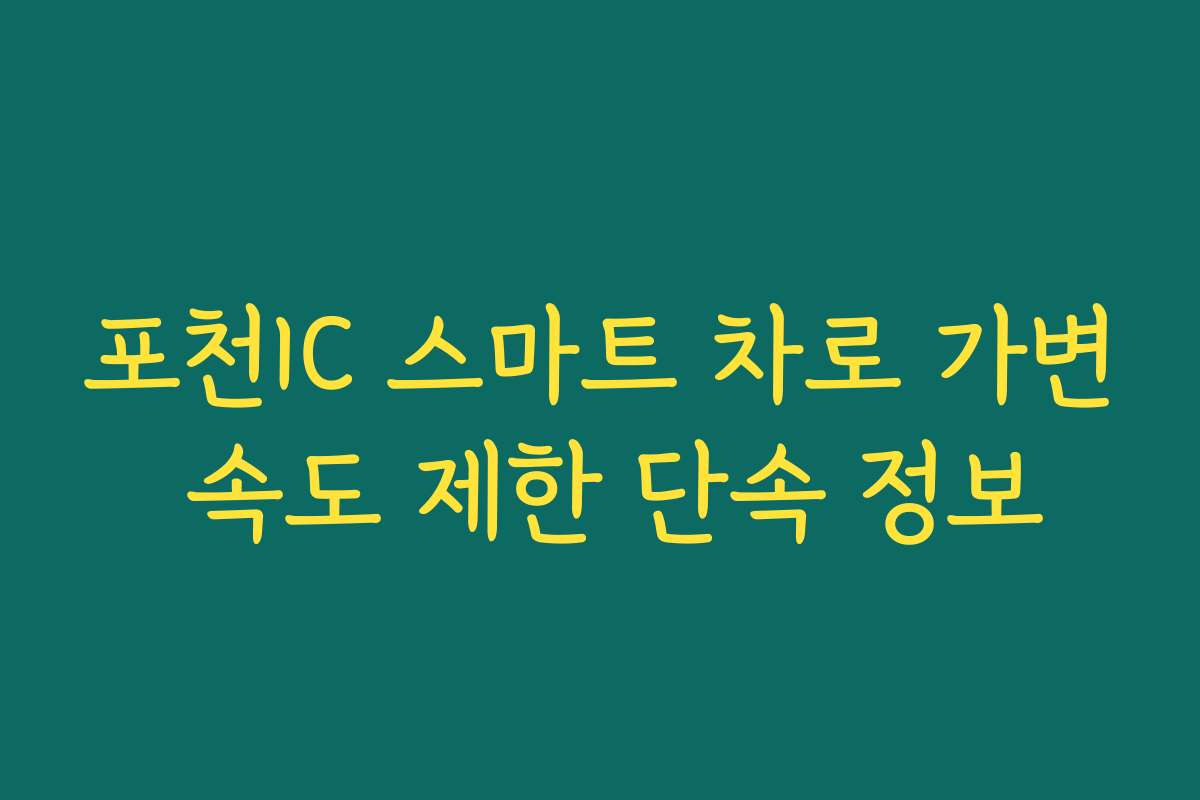 포천IC 스마트 차로 가변 속도 제한 단속 정보