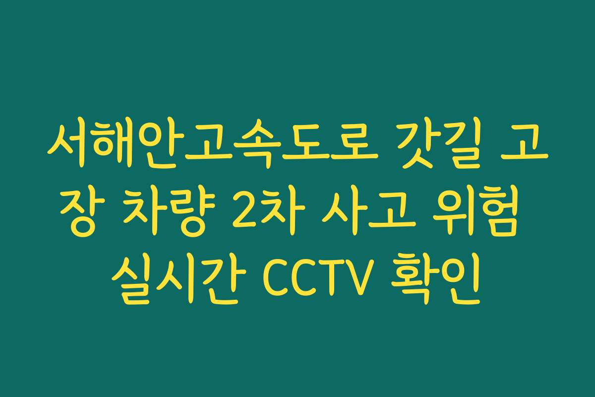 서해안고속도로 갓길 고장 차량 2차 사고 위험 실시간 CCTV 확인