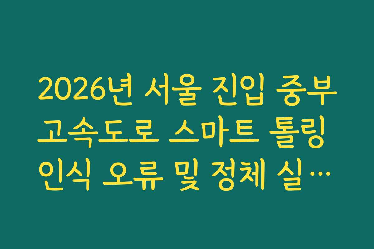 2026년 서울 진입 중부고속도로 스마트 톨링 인식 오류 및 정체 실시간 CCTV 확인