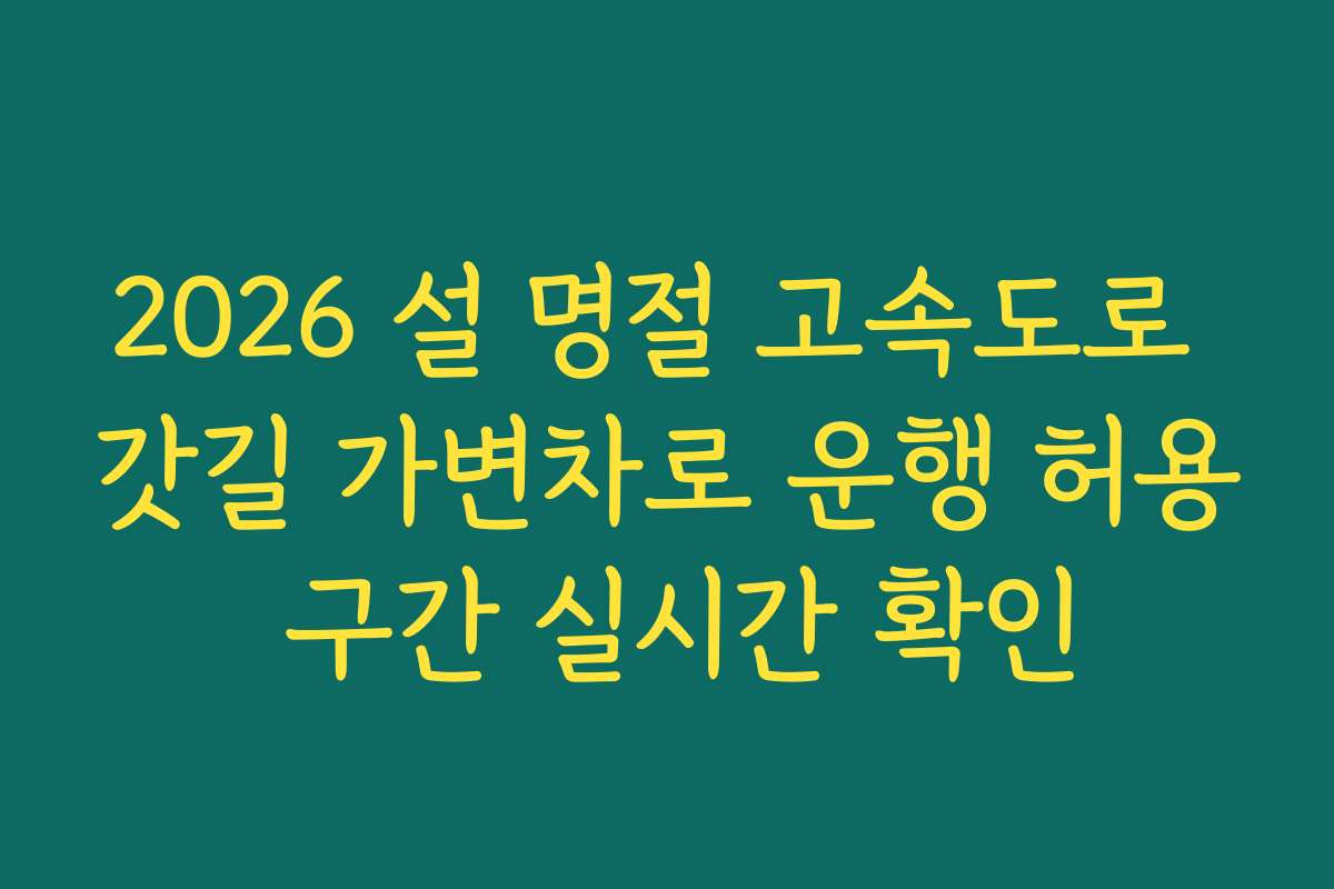 2026 설 명절 고속도로 갓길 가변차로 운행 허용 구간 실시간 확인 2026 설 명절 고속도로 갓길 가변차로 운행 허용 구간 실시간 확인