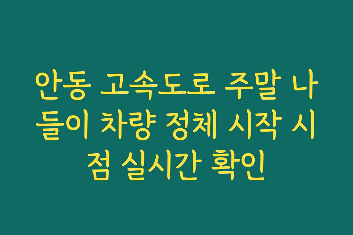 안동 고속도로 주말 나들이 차량 정체 시작 시점 실시간 확인