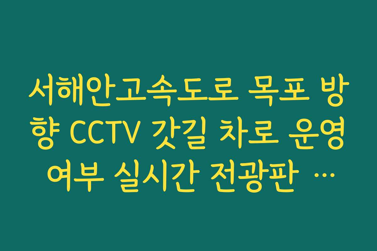 서해안고속도로 목포 방향 CCTV 갓길 차로 운영 여부 실시간 전광판 대조 서해안고속도로 목포 방향 CCTV 갓길 차로 운영 여부 실시간 전광판 대조