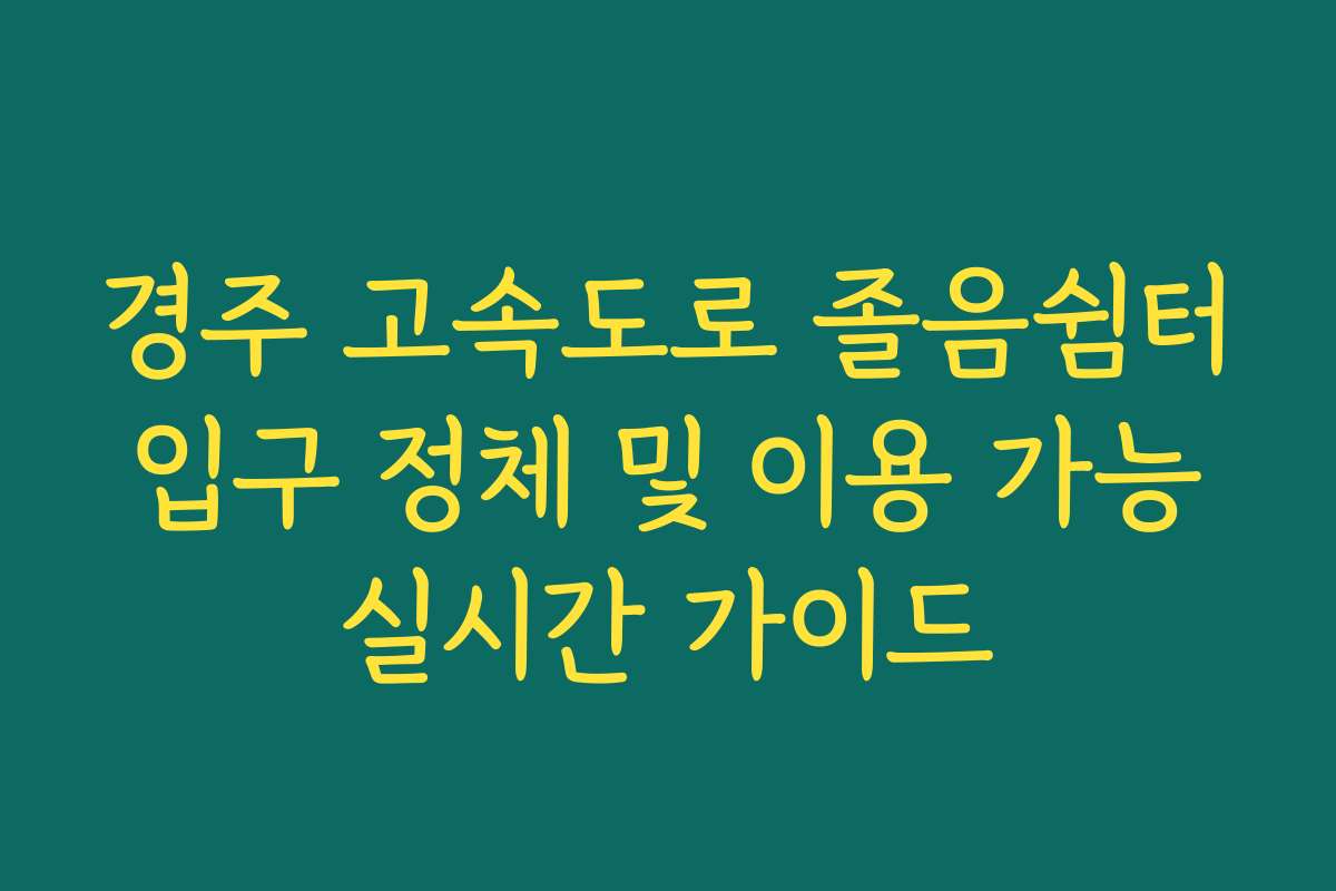 경주 고속도로 졸음쉼터 입구 정체 및 이용 가능 실시간 가이드
