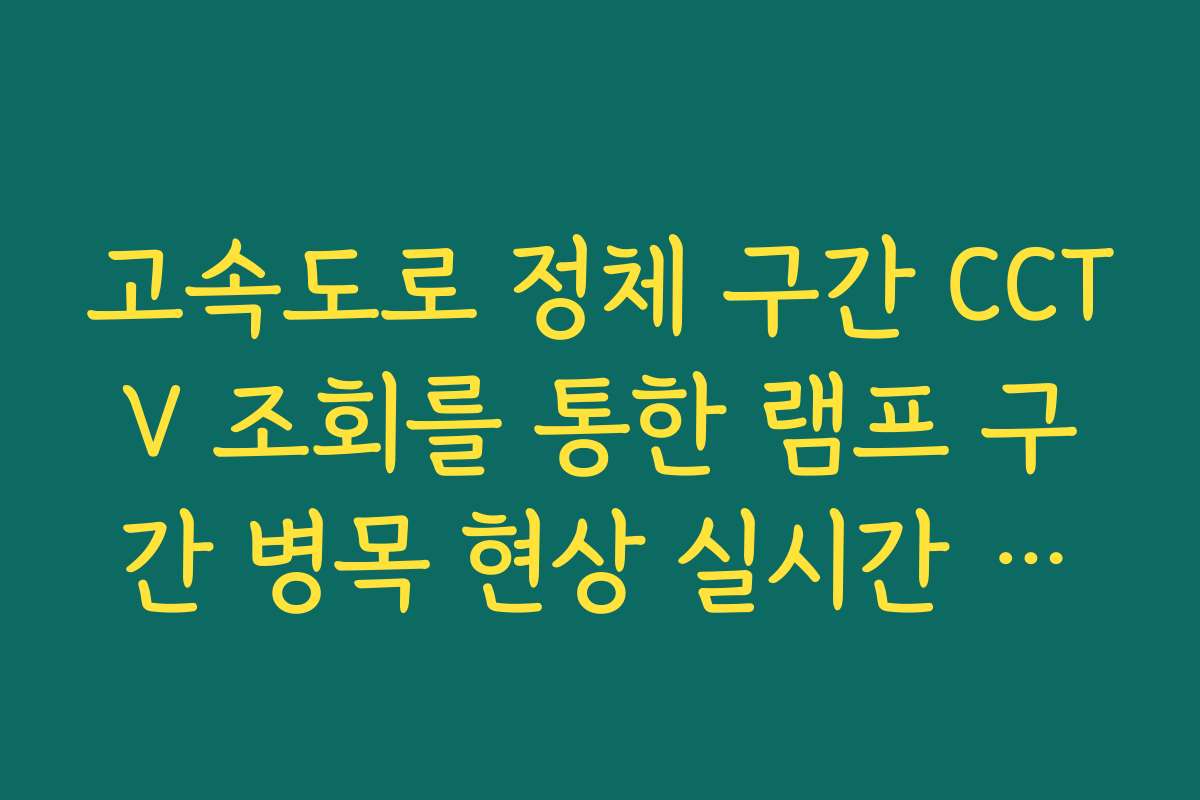 고속도로 정체 구간 CCTV 조회를 통한 램프 구간 병목 현상 실시간 가이드