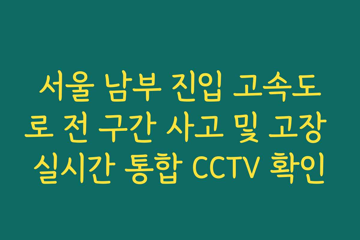 서울 남부 진입 고속도로 전 구간 사고 및 고장 실시간 통합 CCTV 확인 서울 남부 진입 고속도로 전 구간 사고 및 고장 실시간 통합 CCTV 확인
