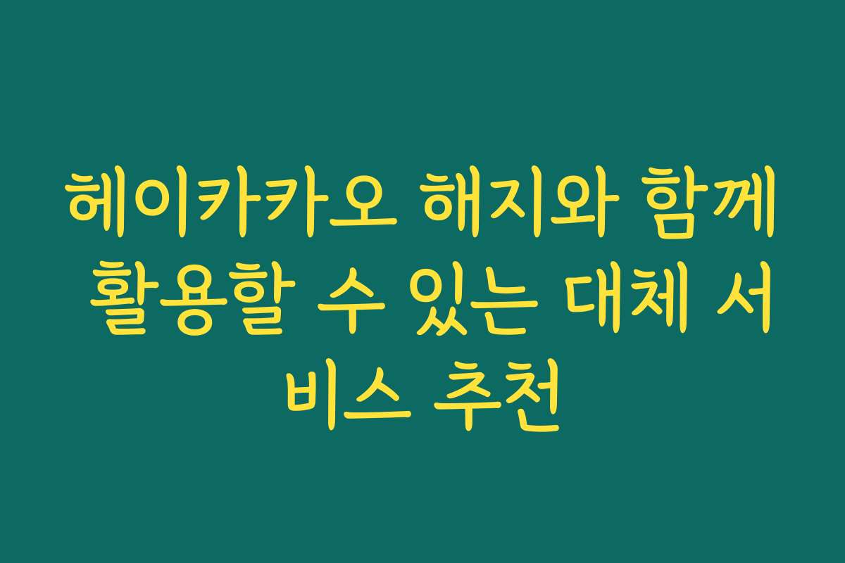 헤이카카오 해지와 함께 활용할 수 있는 대체 서비스 추천