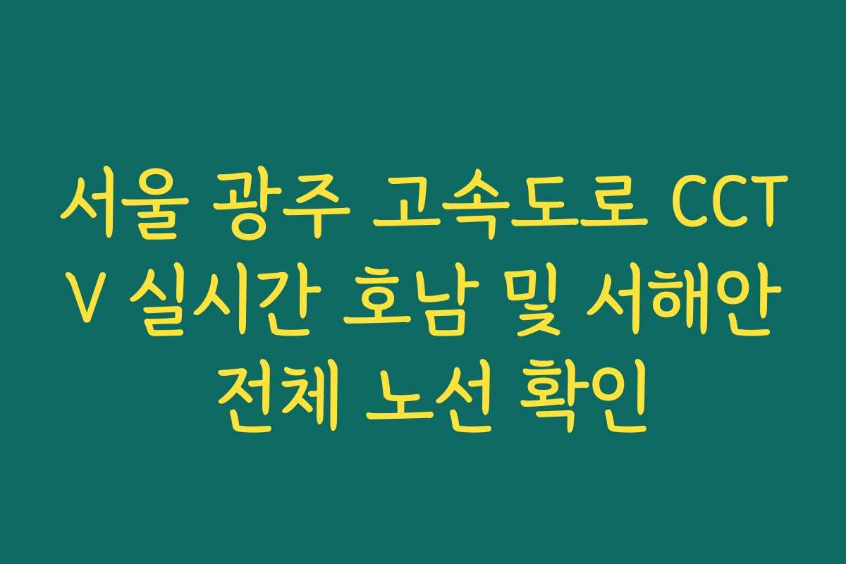 서울 광주 고속도로 CCTV 실시간 호남 및 서해안 전체 노선 확인