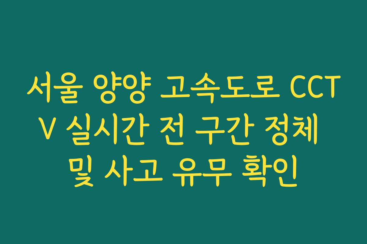 서울 양양 고속도로 CCTV 실시간 전 구간 정체 및 사고 유무 확인