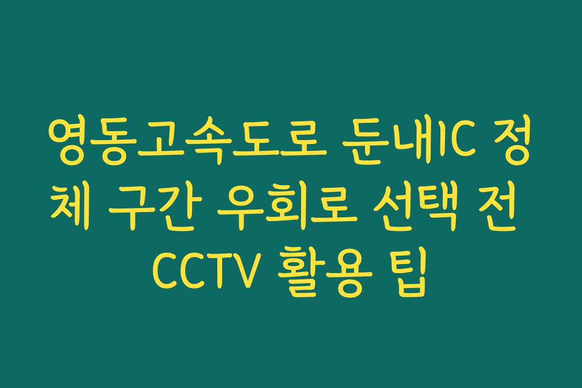 영동고속도로 둔내IC 정체 구간 우회로 선택 전 CCTV 활용 팁 영동고속도로 둔내IC 정체 구간 우회로 선택 전 CCTV 활용 팁