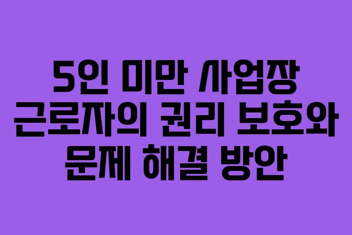 5인 미만 사업장 근로자의 권리 보호와 문제 해결 방안
