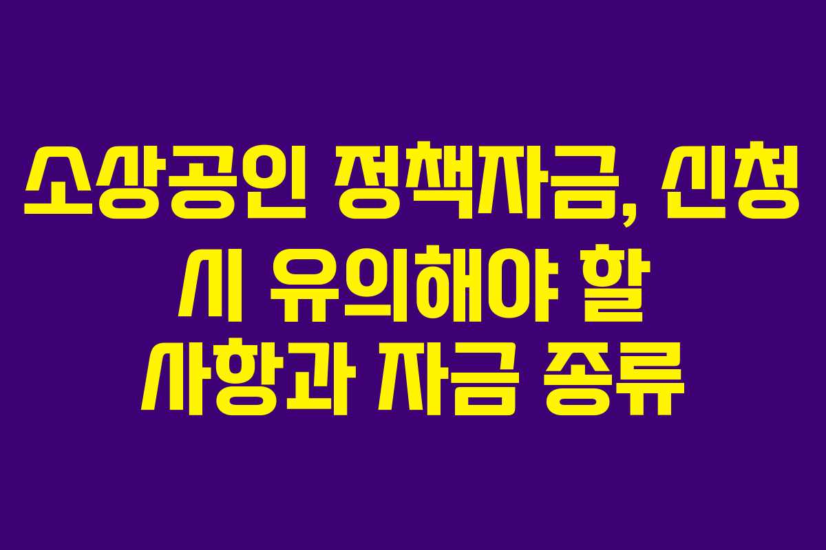 소상공인 정책자금, 신청 시 유의해야 할 사항과 자금 종류