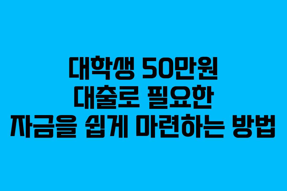 대학생 50만원 대출로 필요한 자금을 쉽게 마련하는 방법 대학생 50만원 대출로 필요한 자금을 쉽게 마련하는 방법