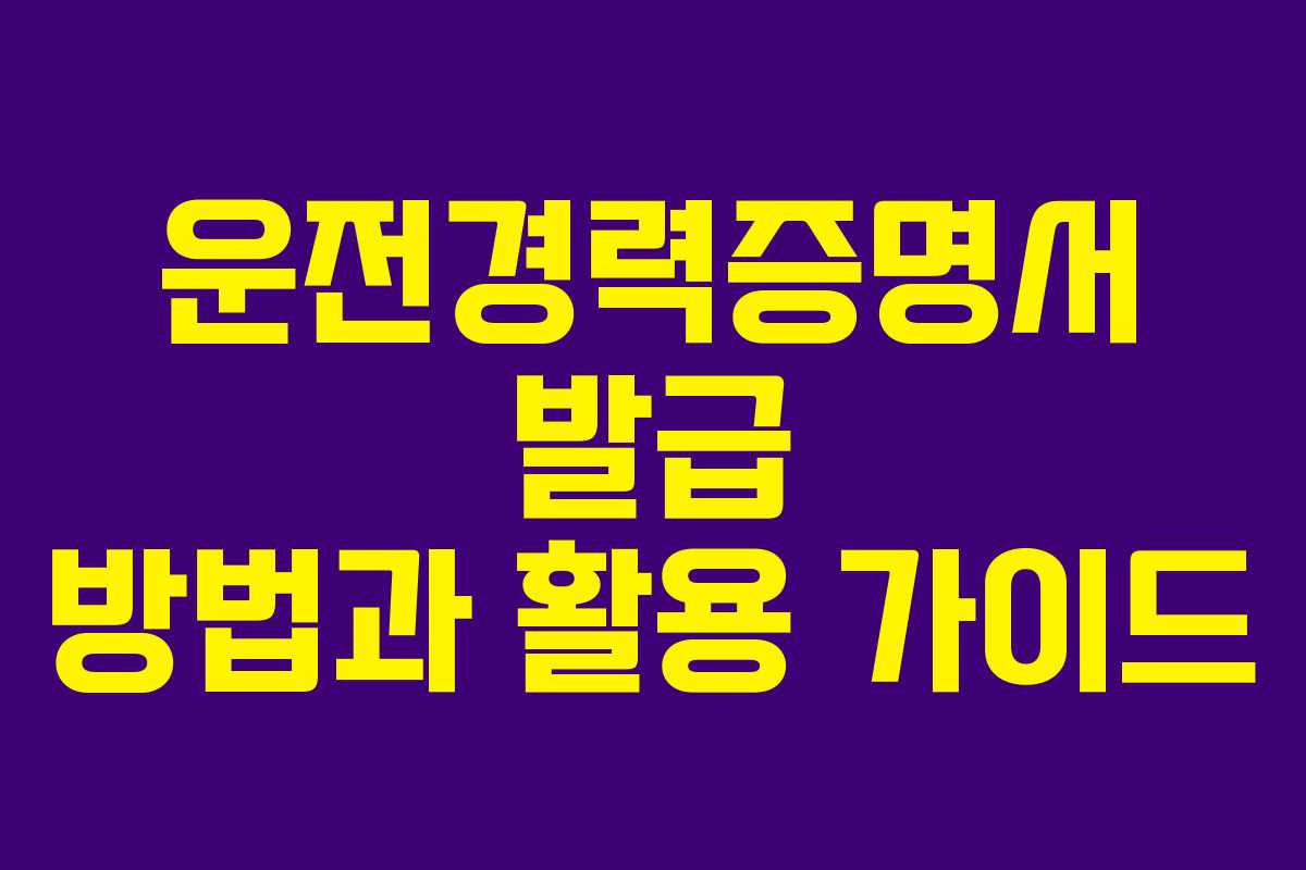 운전경력증명서 발급 방법과 활용 가이드 운전경력증명서 발급 방법과 활용 가이드