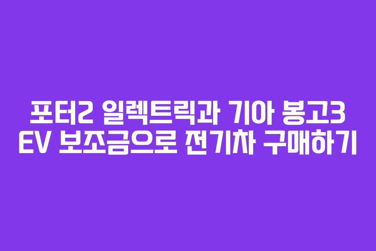 포터2 일렉트릭과 기아 봉고3 EV 보조금으로 전기차 구매하기