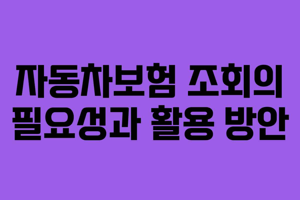 자동차보험 조회의 필요성과 활용 방안