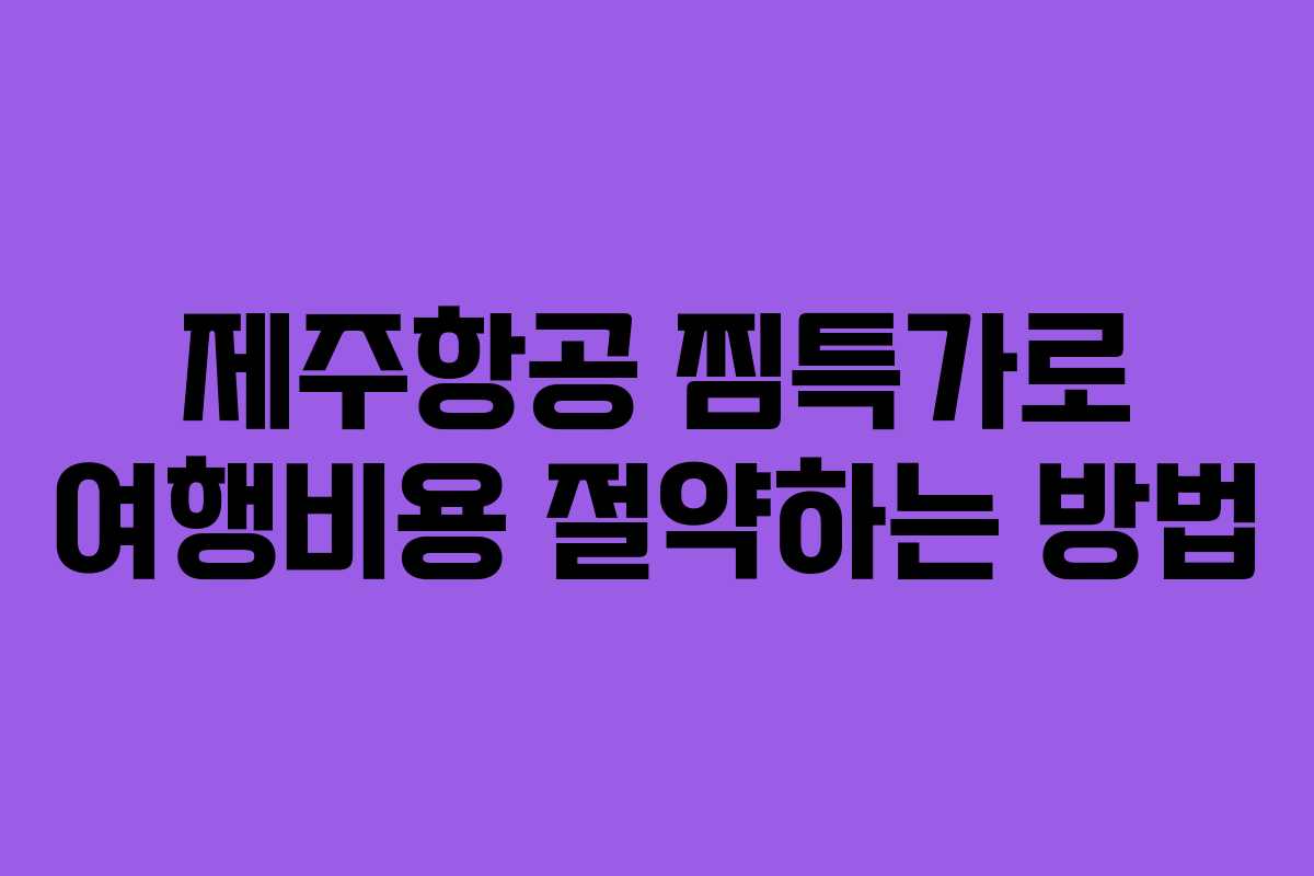 제주항공 찜특가로 여행비용 절약하는 방법