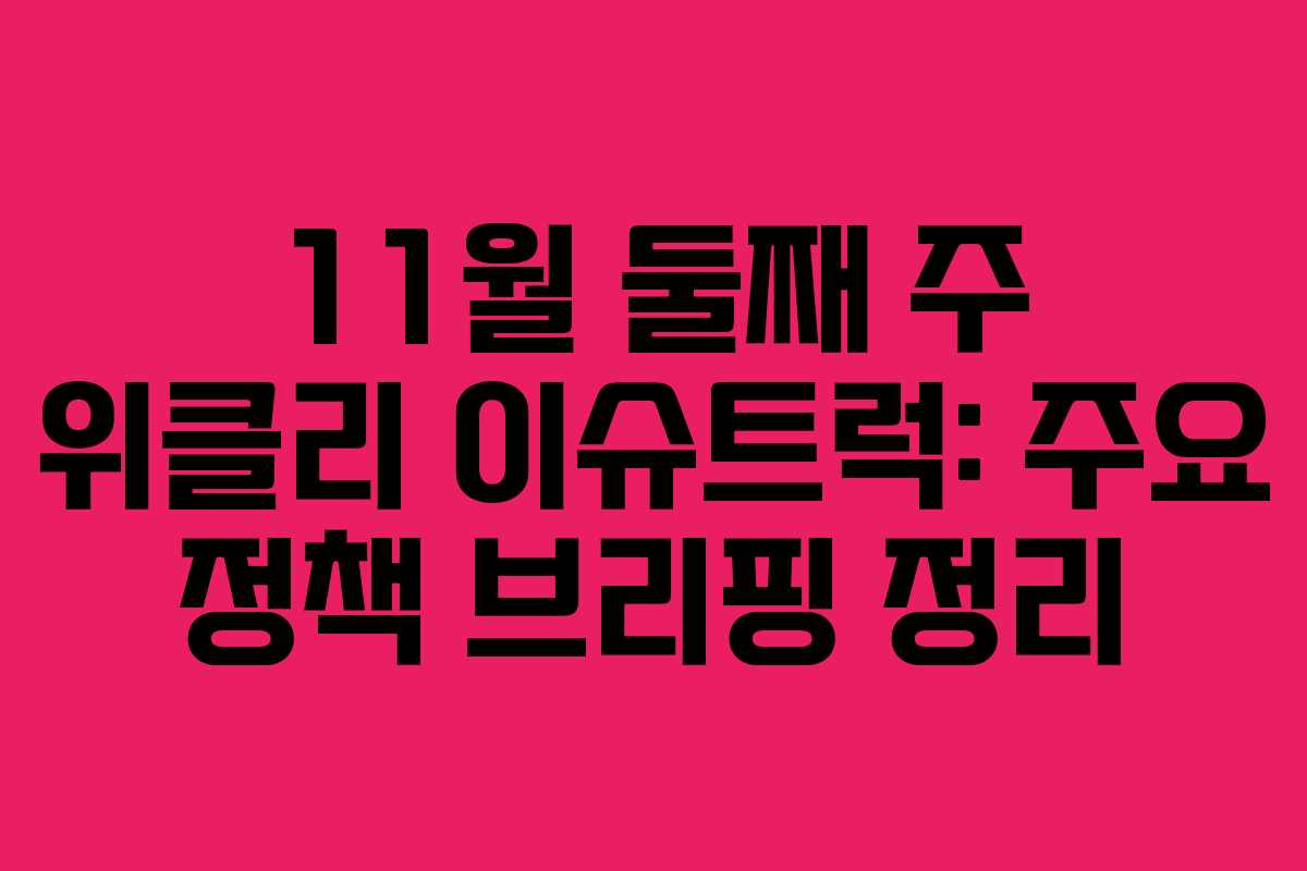 11월 둘째 주 위클리 이슈트럭: 주요 정책 브리핑 정리