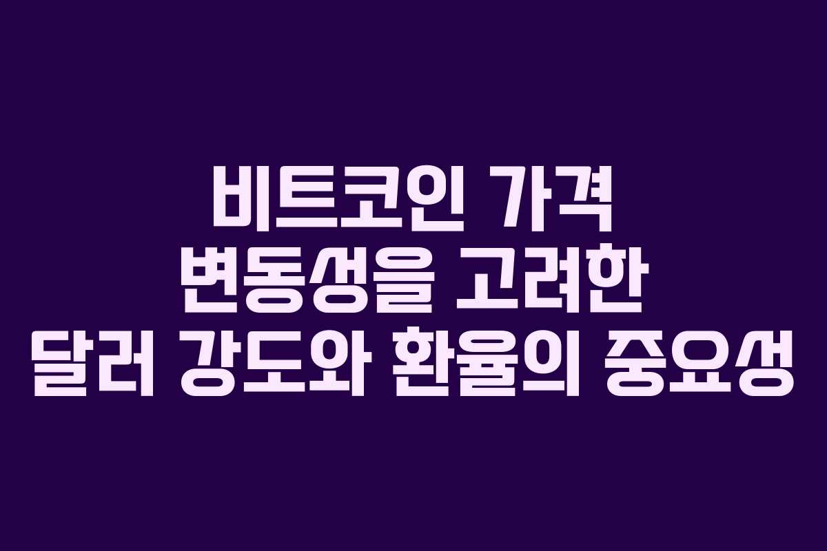 비트코인 가격 변동성을 고려한 달러 강도와 환율의 중요성