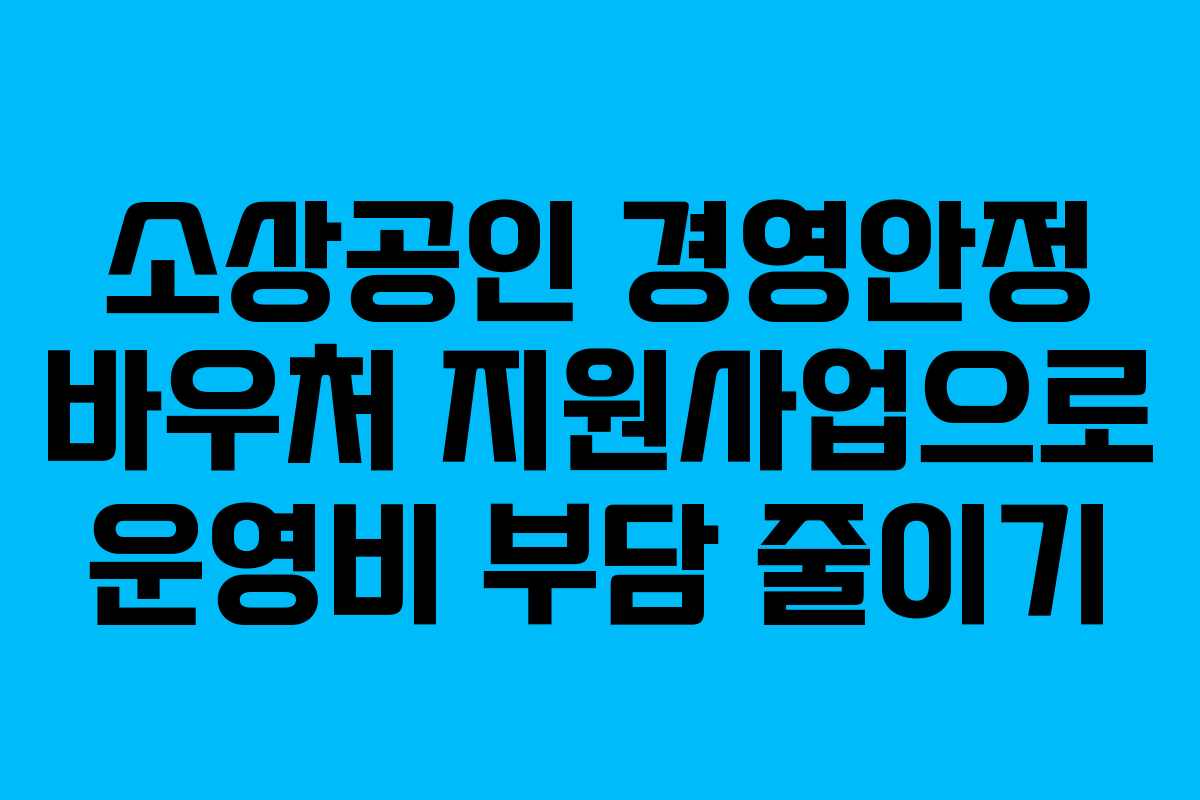소상공인 경영안정 바우처 지원사업으로 운영비 부담 줄이기