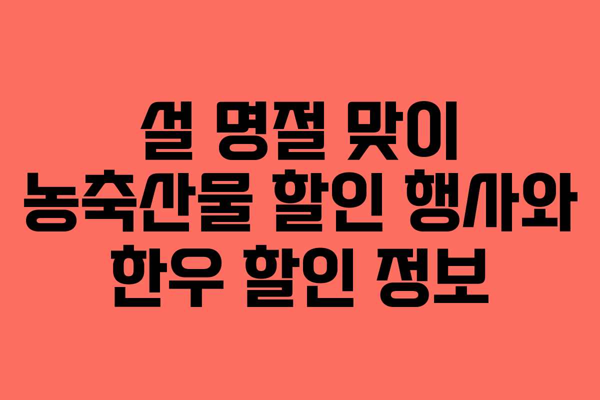 설 명절 맞이 농축산물 할인 행사와 한우 할인 정보