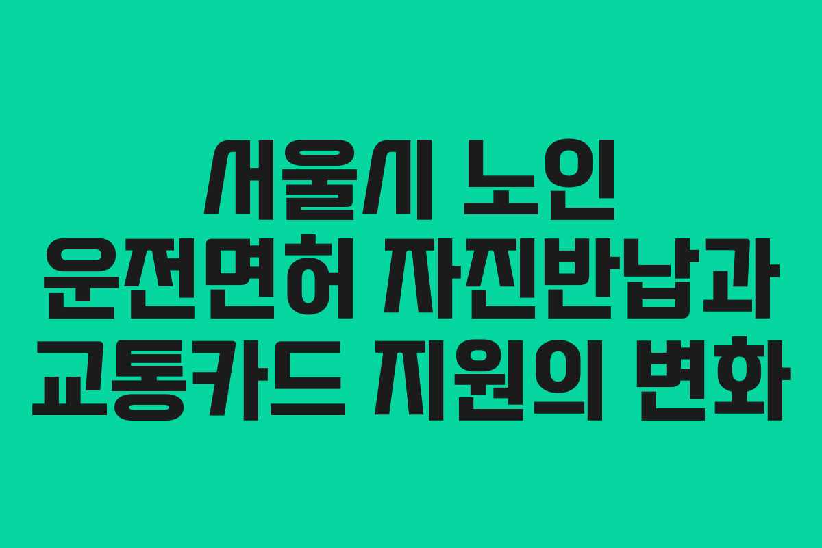 서울시 노인 운전면허 자진반납과 교통카드 지원의 변화