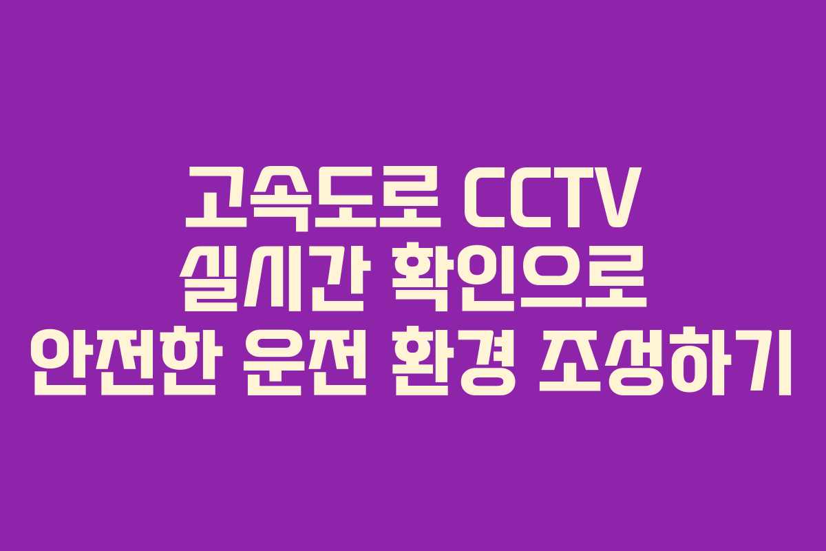 고속도로 CCTV 실시간 확인으로 안전한 운전 환경 조성하기