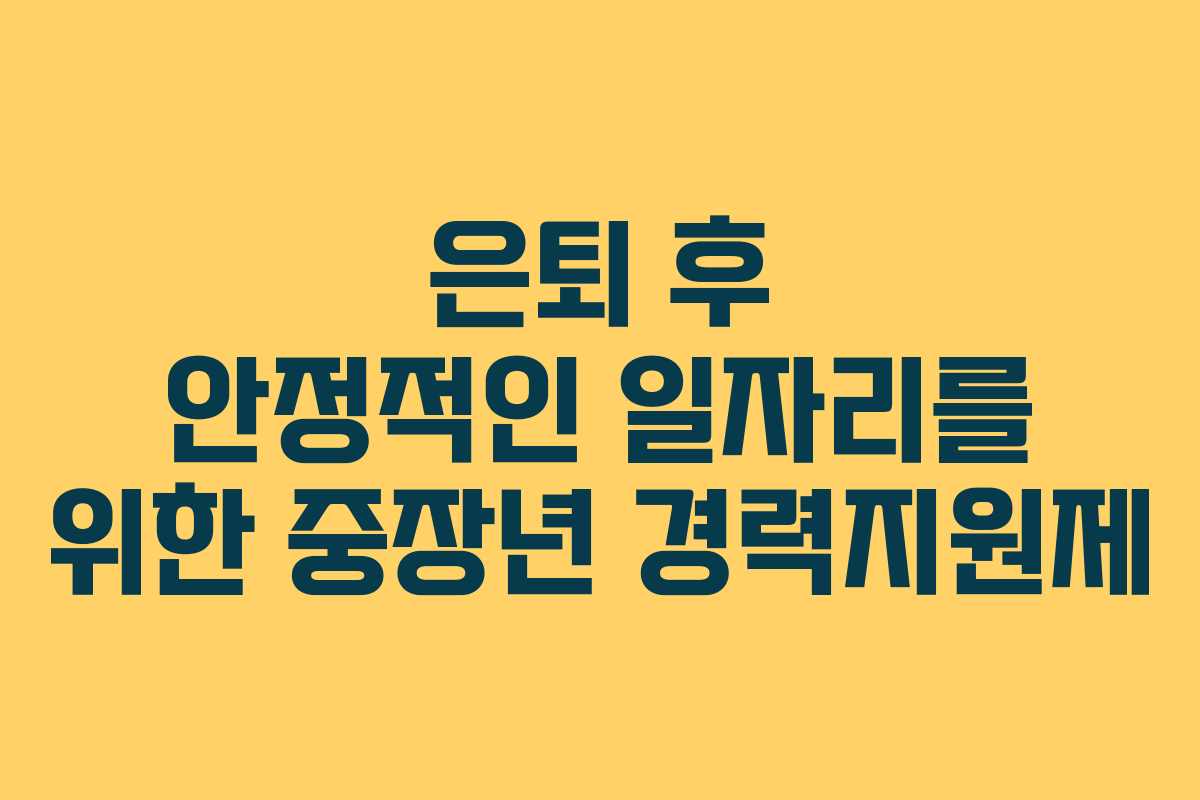 은퇴 후 안정적인 일자리를 위한 중장년 경력지원제
