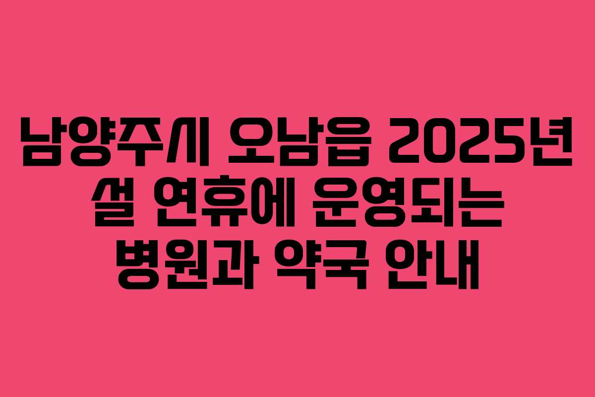 남양주시 오남읍 2025년 설 연휴에 운영되는 병원과 약국 안내