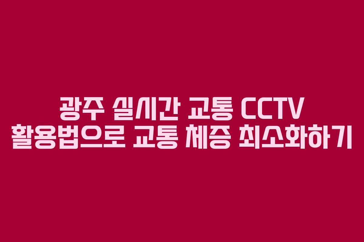 광주 실시간 교통 CCTV 활용법으로 교통 체증 최소화하기 광주 실시간 교통 CCTV 활용법으로 교통 체증 최소화하기